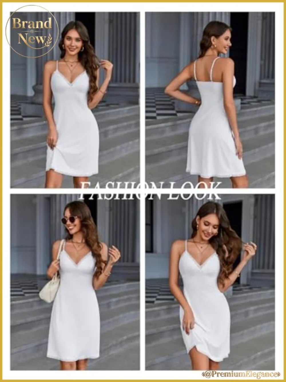 Nylon Spandex Spaghetti Strap Slip Dress Lace Trim Full Slip Nightgown